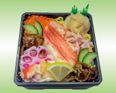 Crab CHIRASHI Sushi with egg and vegetables
