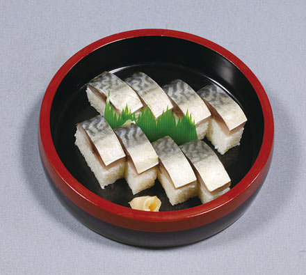 Mackerel Sushi rolled with Konbu Seaweed